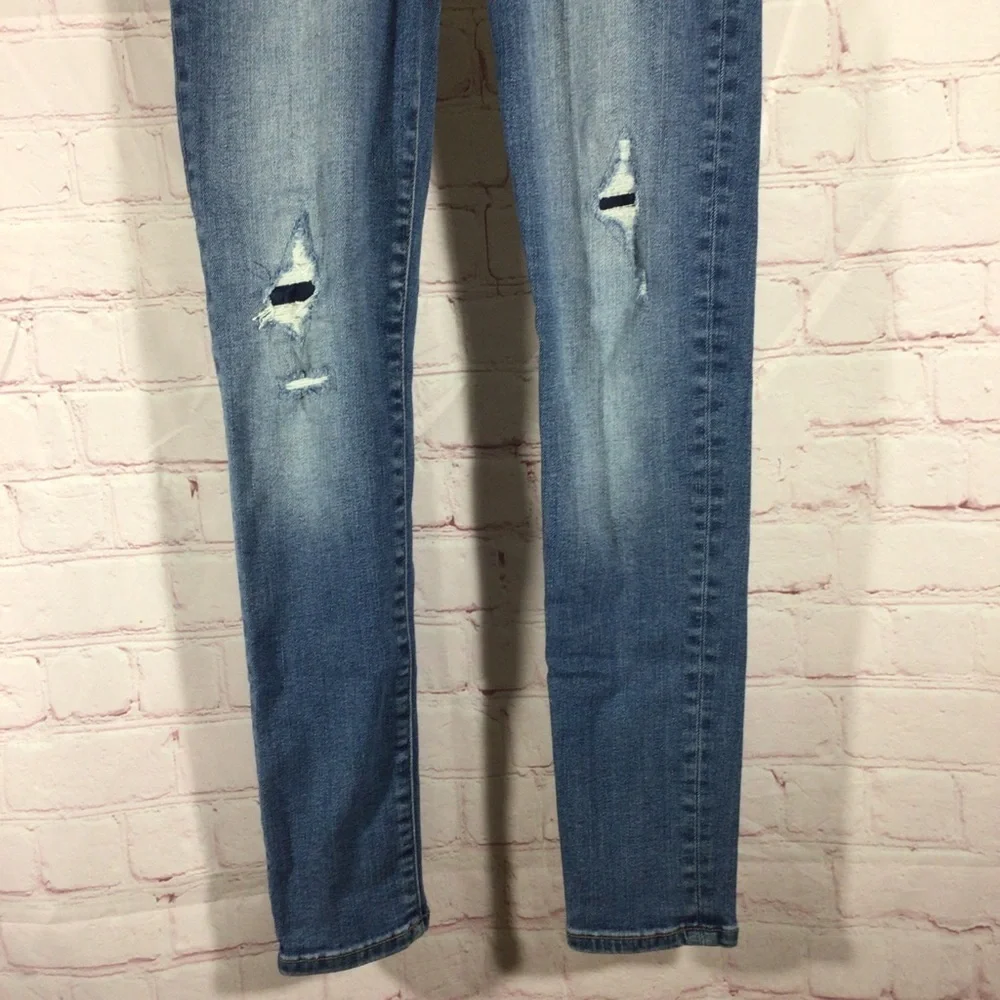 GAP Stretch Super Skinny Distressed Denim Blue Jeans - Size 10